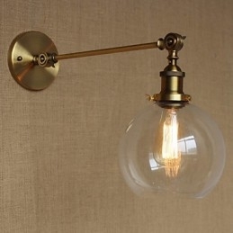 Jernglas Bronze Messing Arm Style Retro Creative American Country Hall Soveværelses væglampe