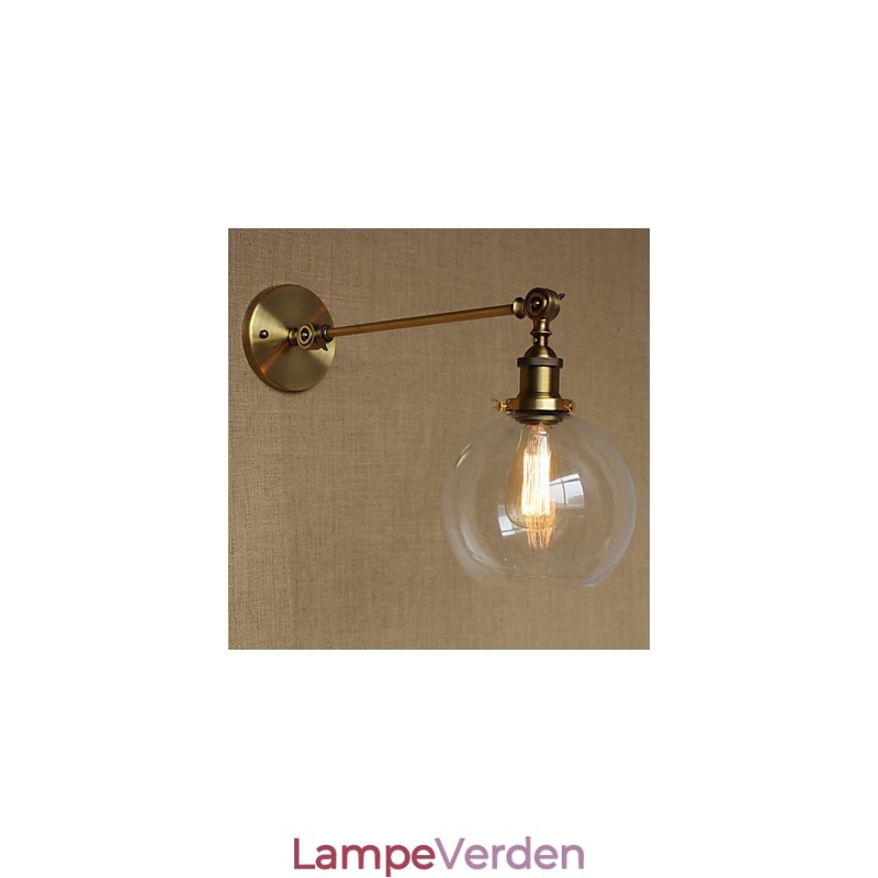 Jernglas Bronze Messing Arm Style Retro Creative American Country Hall Soveværelses væglampe