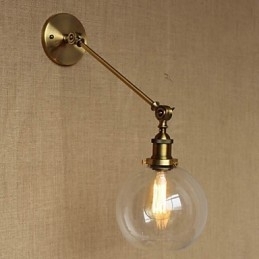 Jernglas Bronze Messing Arm Style Retro Creative American Country Hall Soveværelses væglampe