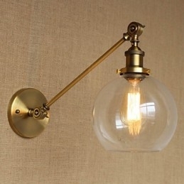 Jernglas Bronze Messing Arm Style Retro Creative American Country Hall Soveværelses væglampe