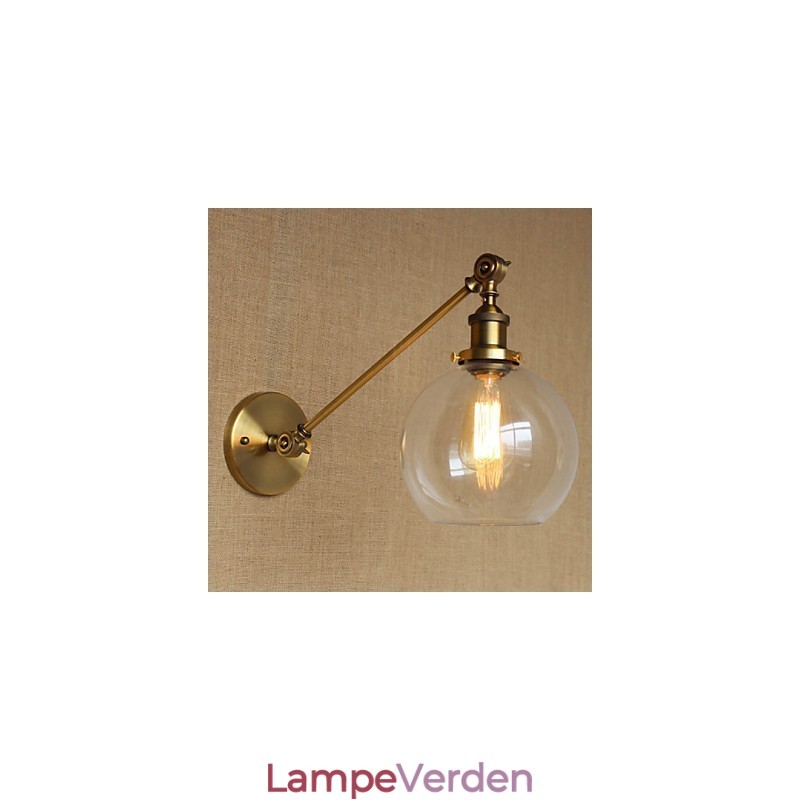Jernglas Bronze Messing Arm Style Retro Creative American Country Hall Soveværelses væglampe