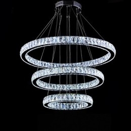 Krystal Pendel Moderne Belysning Tre Ringe D406080 K9 Stort Krystal Loftslampe