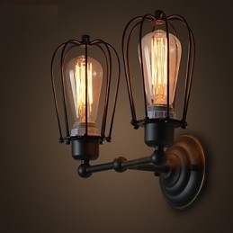 Loft American Country Iron Art Antik Væglampe Industri Lys