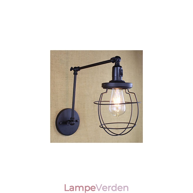 Style Bed Hotel Eestaurant Projekt Jernarm Dobbelt Retro Vintage Sort Bælte Væglampe Switch