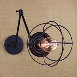 Style Bed Hotel Eestaurant Projekt Jernarm Dobbelt Retro Vintage Sort Bælte Væglampe Switch