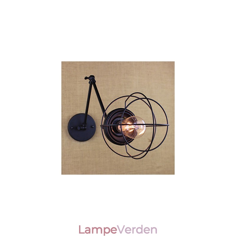 Style Bed Hotel Eestaurant Projekt Jernarm Dobbelt Retro Vintage Sort Bælte Væglampe Switch