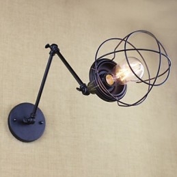 Style Bed Hotel Eestaurant Projekt Jernarm Dobbelt Retro Vintage Sort Bælte Væglampe Switch