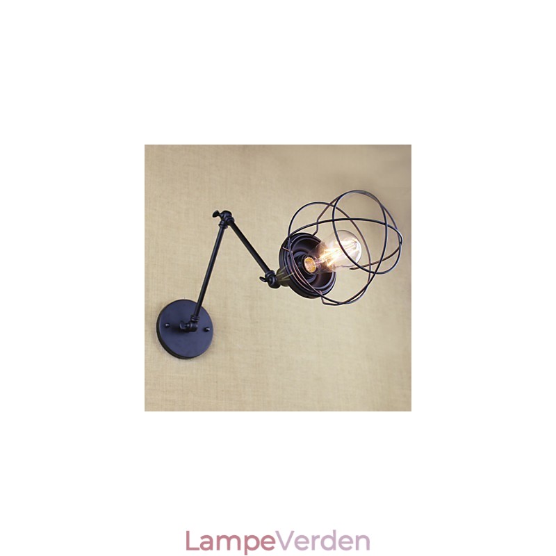 Style Bed Hotel Eestaurant Projekt Jernarm Dobbelt Retro Vintage Sort Bælte Væglampe Switch