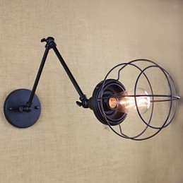 Style Bed Hotel Eestaurant Projekt Jernarm Dobbelt Retro Vintage Sort Bælte Væglampe Switch