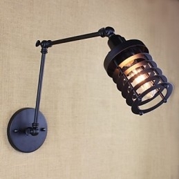 Style Bed Hotel Eestaurant Projekt Jernarm Dobbelt Retro Vintage Sort Bælte Væglampe Switch