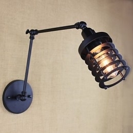 Style Bed Hotel Eestaurant Projekt Jernarm Dobbelt Retro Vintage Sort Bælte Væglampe Switch