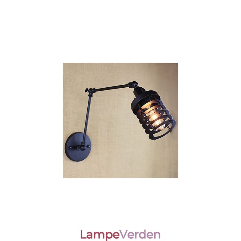 Style Bed Hotel Eestaurant Projekt Jernarm Dobbelt Retro Vintage Sort Bælte Væglampe Switch