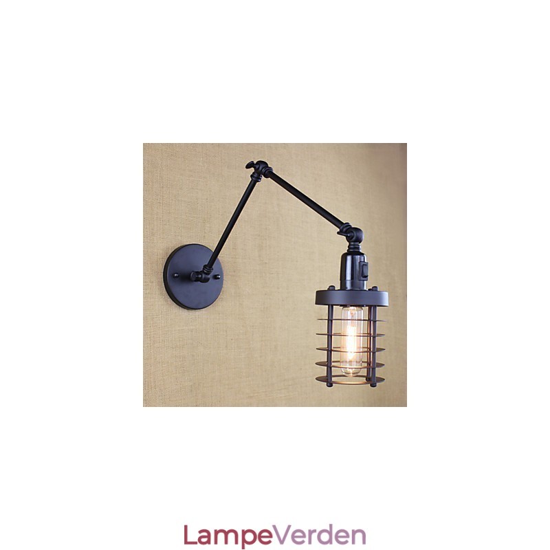 Style Bed Hotel Eestaurant Projekt Jernarm Dobbelt Retro Vintage Sort Bælte Væglampe Switch
