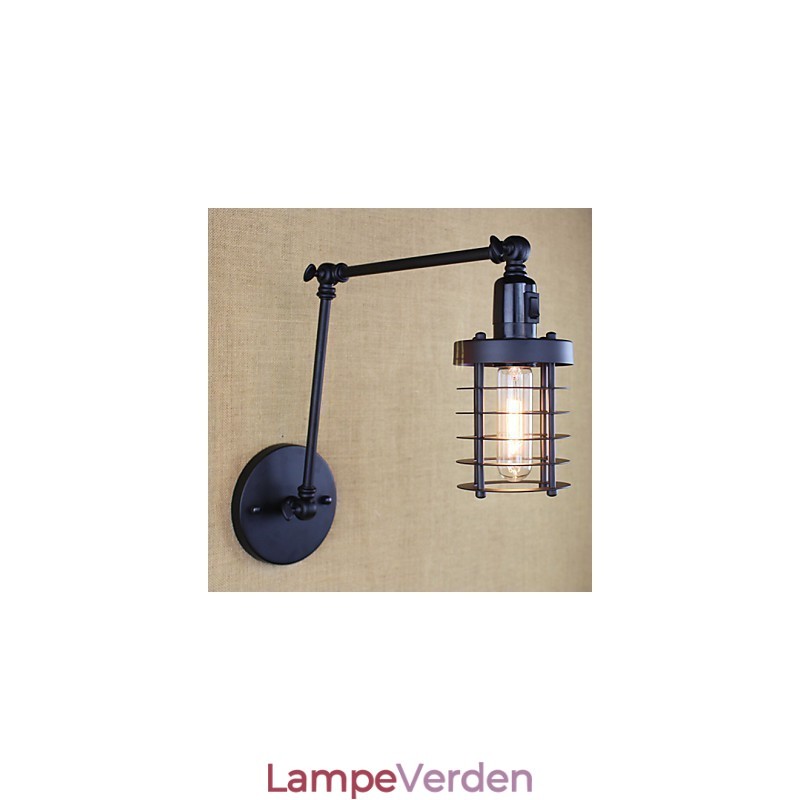 Style Bed Hotel Eestaurant Projekt Jernarm Dobbelt Retro Vintage Sort Bælte Væglampe Switch