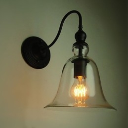 Vintage Væglampe One Light Stål og Glas