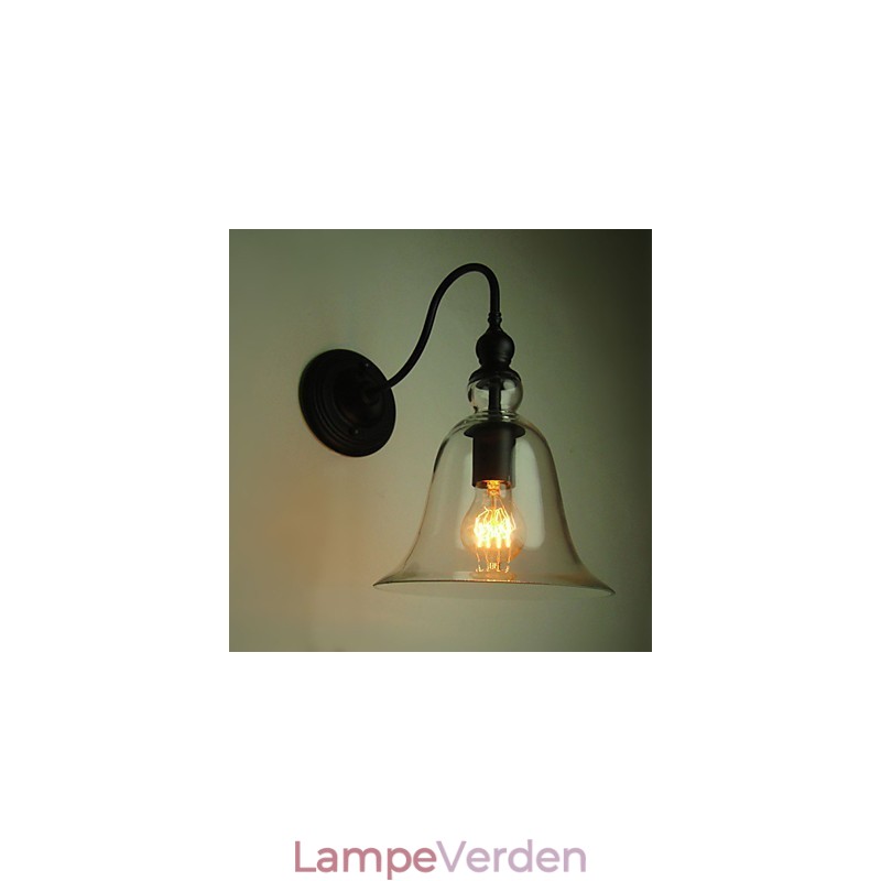 Vintage Væglampe One Light Stål og Glas