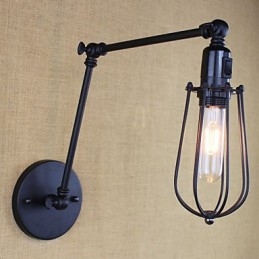 Style Bed Hotel Eestaurant Projekt Jernarm Dobbelt Retro Vintage Sort Bælte Væglampe Switch