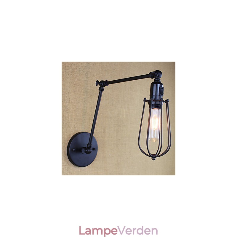 Style Bed Hotel Eestaurant Projekt Jernarm Dobbelt Retro Vintage Sort Bælte Væglampe Switch