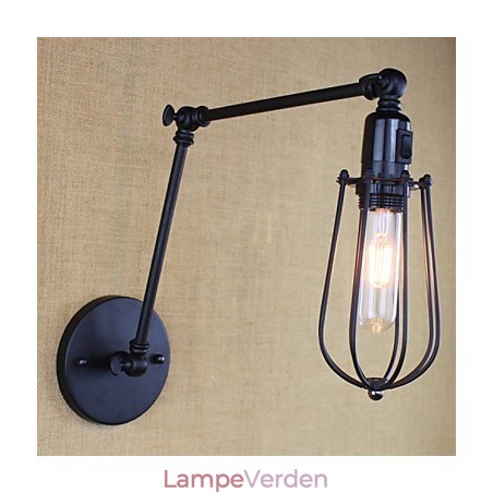 Style Bed Hotel Eestaurant Projekt Jernarm Dobbelt Retro Vintage Sort Bælte Væglampe Switch