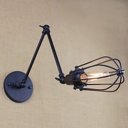 Style Bed Hotel Eestaurant Projekt Jernarm Dobbelt Retro Vintage Sort Bælte Væglampe Switch