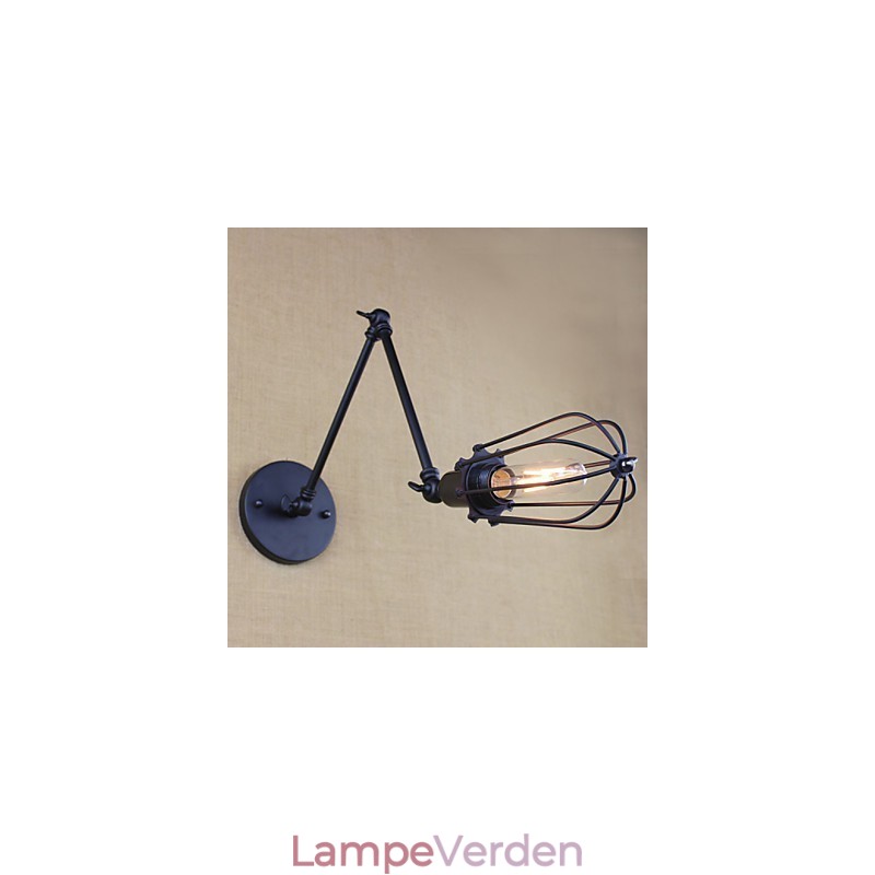 Style Bed Hotel Eestaurant Projekt Jernarm Dobbelt Retro Vintage Sort Bælte Væglampe Switch