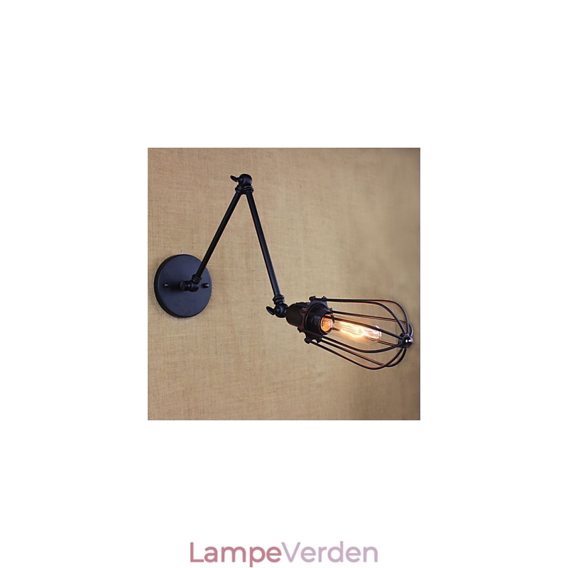 Style Bed Hotel Eestaurant Projekt Jernarm Dobbelt Retro Vintage Sort Bælte Væglampe Switch