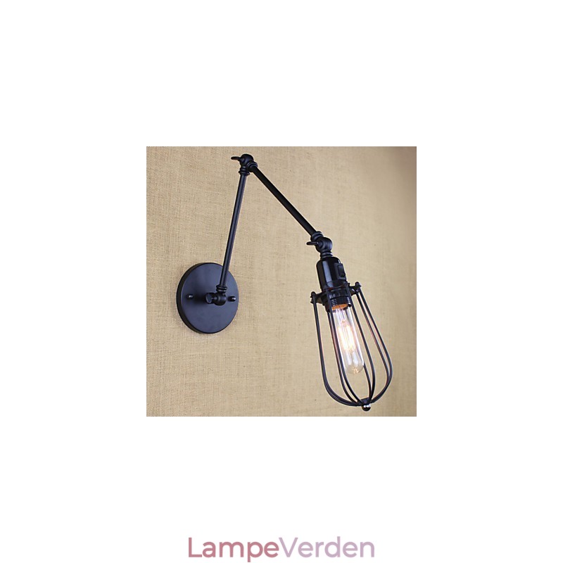 Style Bed Hotel Eestaurant Projekt Jernarm Dobbelt Retro Vintage Sort Bælte Væglampe Switch