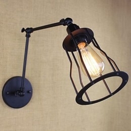 Style Bed Hotel Eestaurant Project Jernarm Dobbelt Retro Vintage Sort Bælte Væglampe Switch