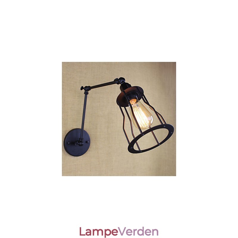 Style Bed Hotel Eestaurant Project Jernarm Dobbelt Retro Vintage Sort Bælte Væglampe Switch