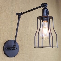 Style Bed Hotel Eestaurant Project Jernarm Dobbelt Retro Vintage Sort Bælte Væglampe Switch