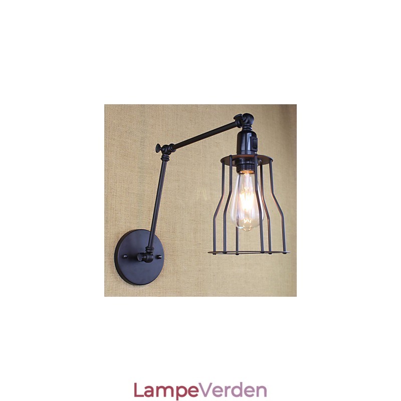 Style Bed Hotel Eestaurant Project Jernarm Dobbelt Retro Vintage Sort Bælte Væglampe Switch