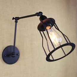 Style Bed Hotel Eestaurant Project Jernarm Dobbelt Retro Vintage Sort Bælte Væglampe Switch