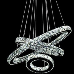 Krystal Pendel Moderne Belysning Tre Ringe D406080 K9 Stort Krystal Loftslampe