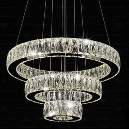 Krystal Pendel Moderne Belysning Tre Ringe D406080 K9 Stort Krystal Loftslampe