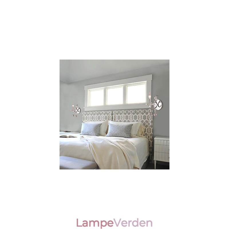 Sølvfarvet krystal væglampe med 1 lys