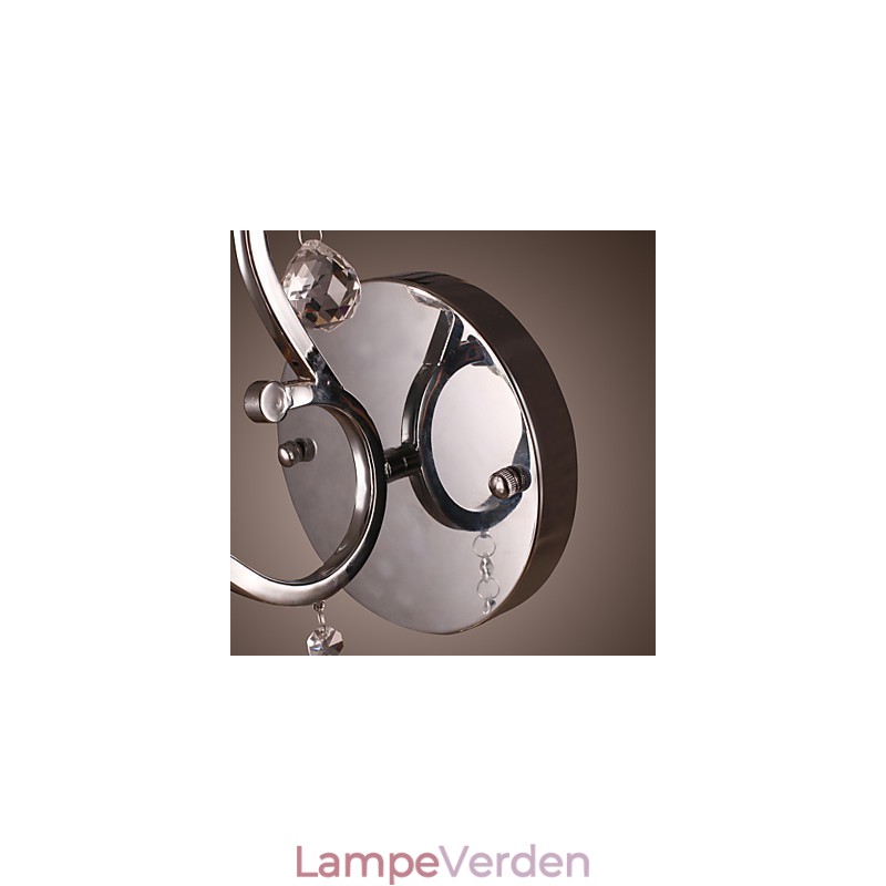 Sølvfarvet krystal væglampe med 1 lys