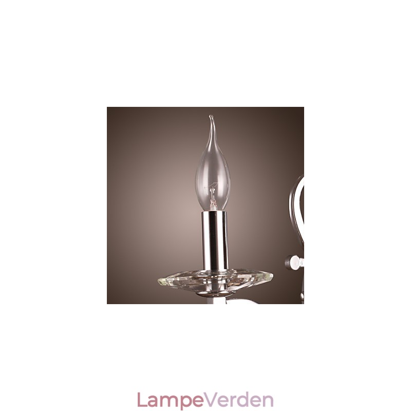 Sølvfarvet krystal væglampe med 1 lys