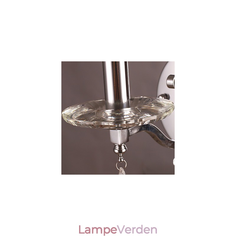 Sølvfarvet krystal væglampe med 1 lys