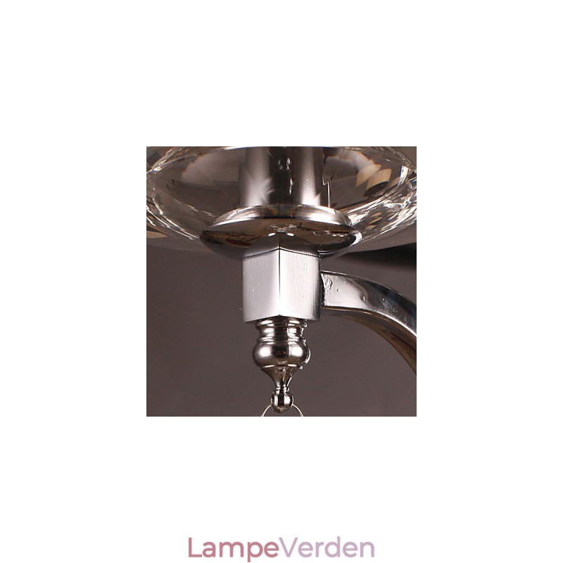 Sølvfarvet krystal væglampe med 1 lys