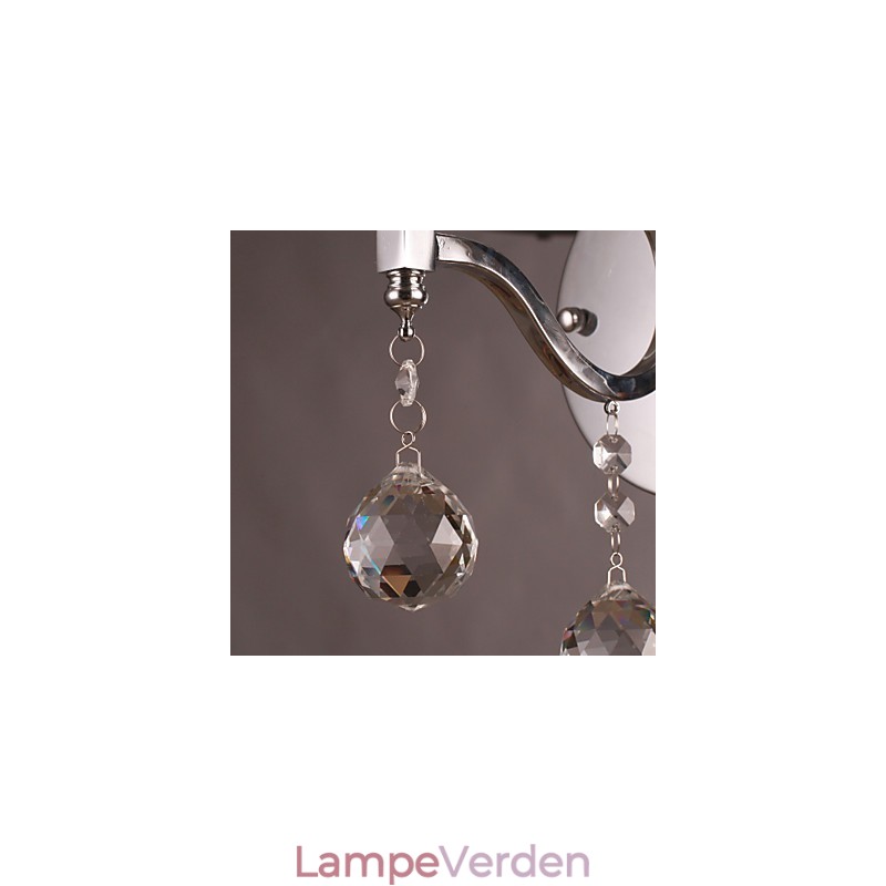 Sølvfarvet krystal væglampe med 1 lys