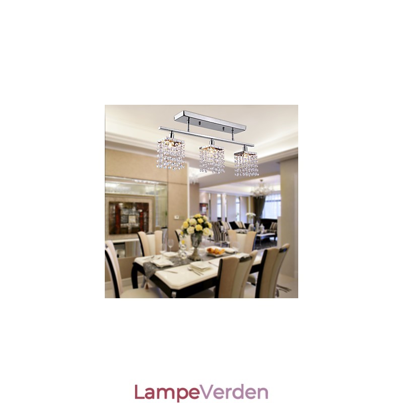 Linear Chandelier Island Light Crysal 3 Lights