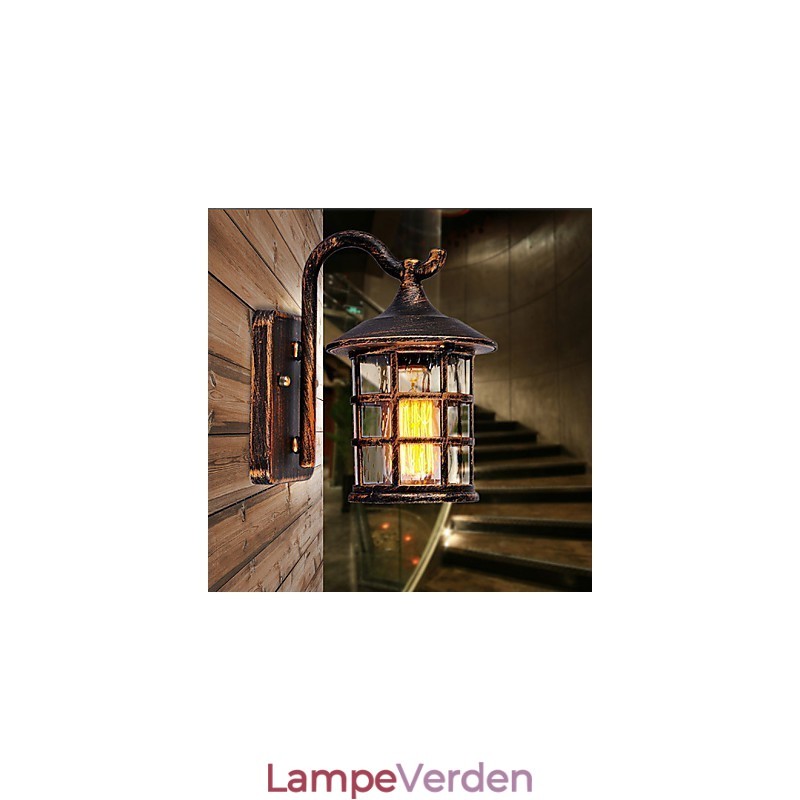 Antik rustik jern vandtæt udendørs væglampe vintage lanterne lys rusten mat sort korridor gang væglampe