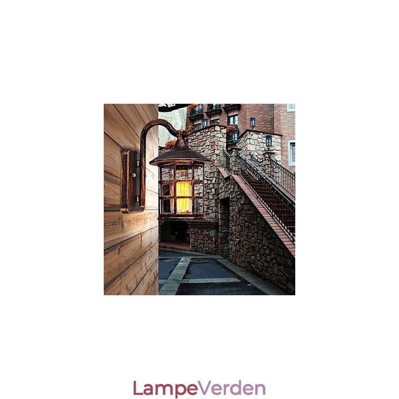 Antik rustik jern vandtæt udendørs væglampe vintage lanterne lys rusten mat sort korridor gang væglampe
