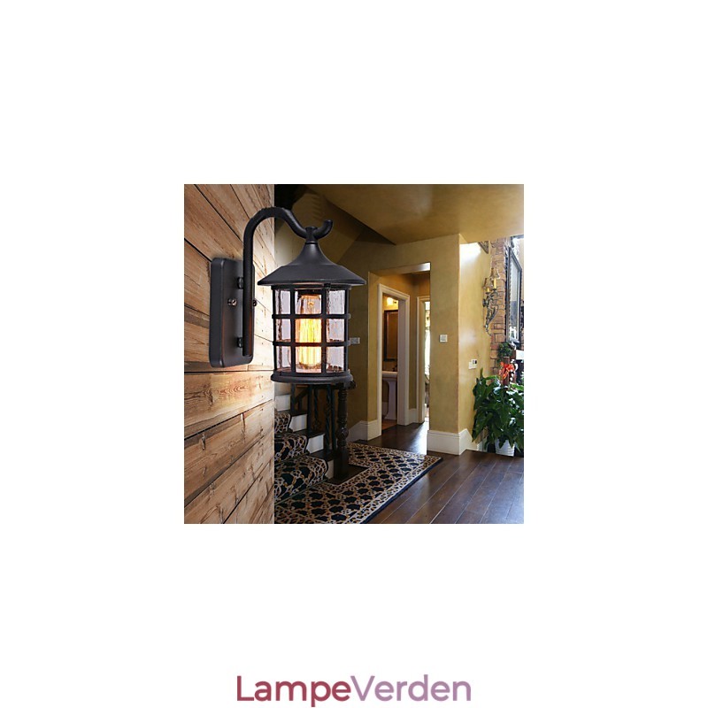 Antik rustik jern vandtæt udendørs væglampe vintage lanterne lys rusten mat sort korridor gang væglampe