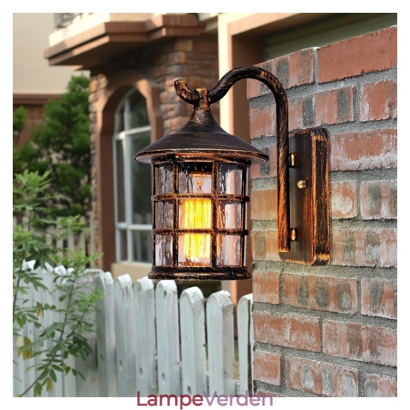 Antik rustik jern vandtæt udendørs væglampe vintage lanterne lys rusten mat sort korridor gang væglampe