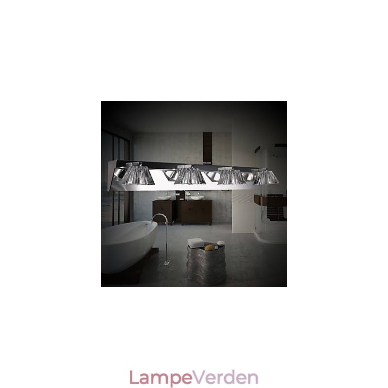 Moderne væglampe med glasskærm 4 lys spejl foran