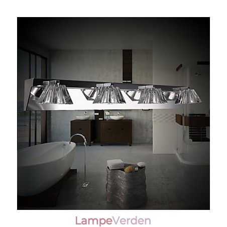 Moderne væglampe med glasskærm 4 lys spejl foran Moderne væglampe med glasskærm 4 lys spejl foran