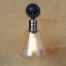 Mediterranean American Country Style Transparent glasvæglampe