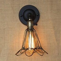 Amerikansk industriel stil hegn jern mesh bronze dekorative væg lampet