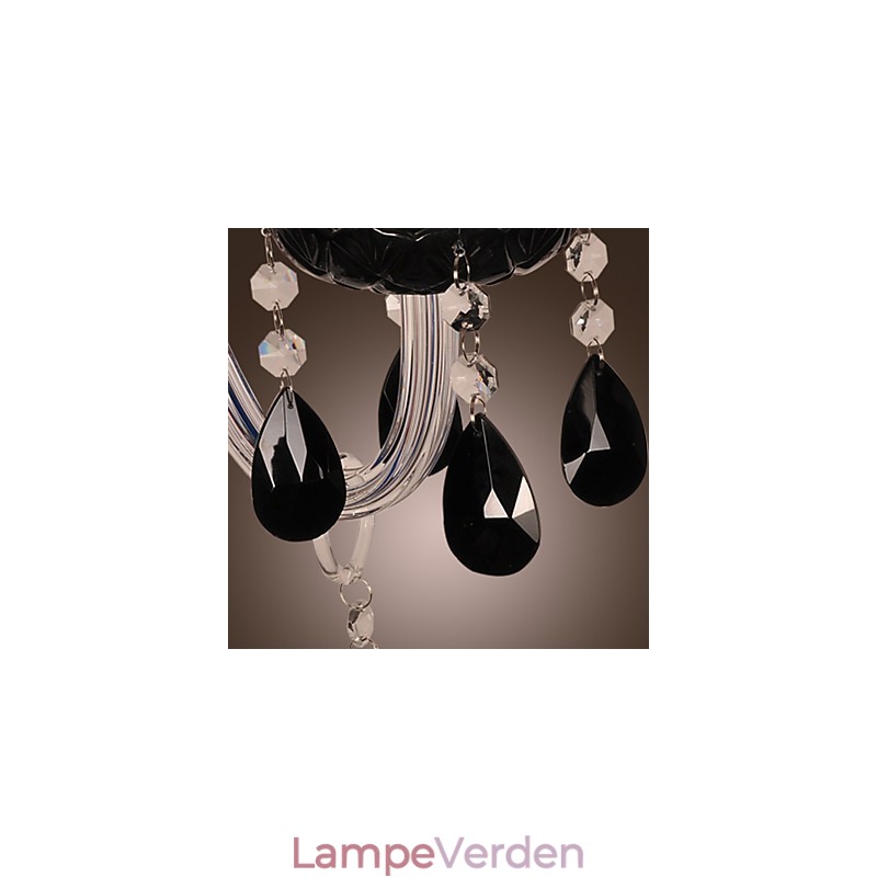 Sort krystal væglampe med stearinlys